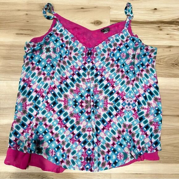 Torrid Pink Geometric Layered Tank Top Women’s 3XL - Picture 1 of 3
